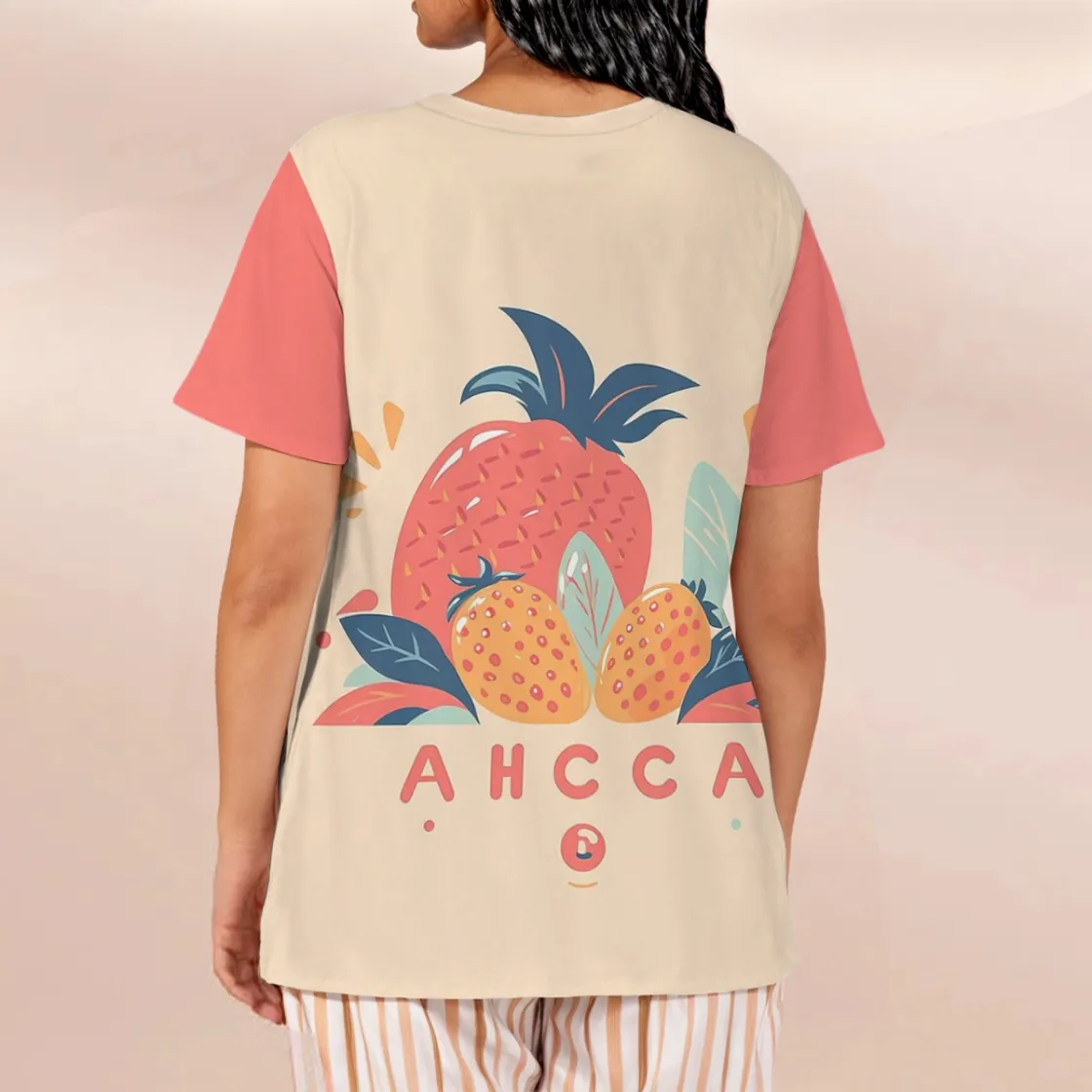 All-Over Print Women's Loose V-Neck Short-Sleeve T-Shirt