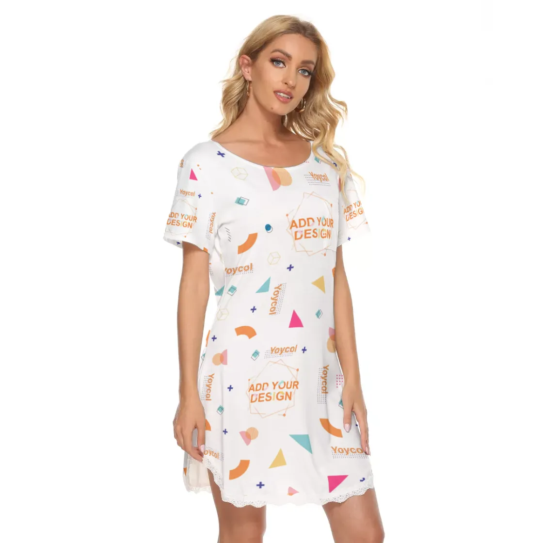 All-Over Print Women's Dress With Lace Edge