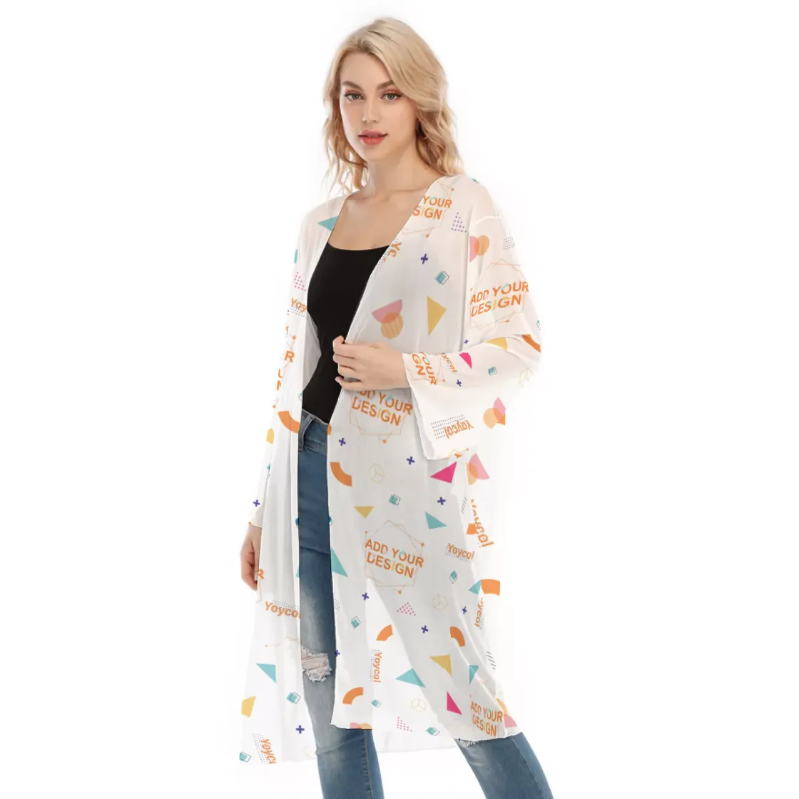 All- Over Print Women's Long Sleeve Mesh Cardigan