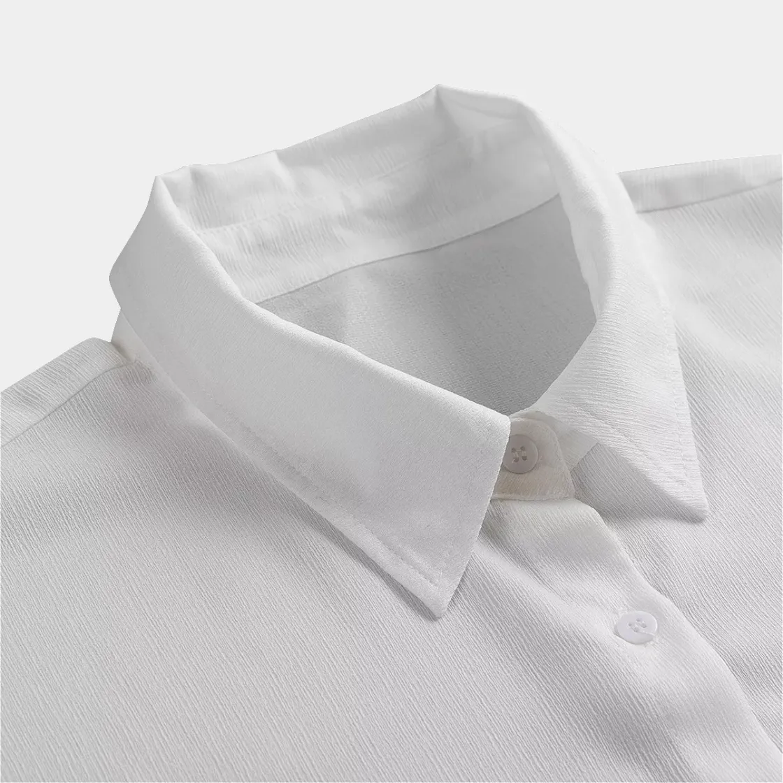 All-Over Print Women's Chiffon Shirt With Elbow Sleeve