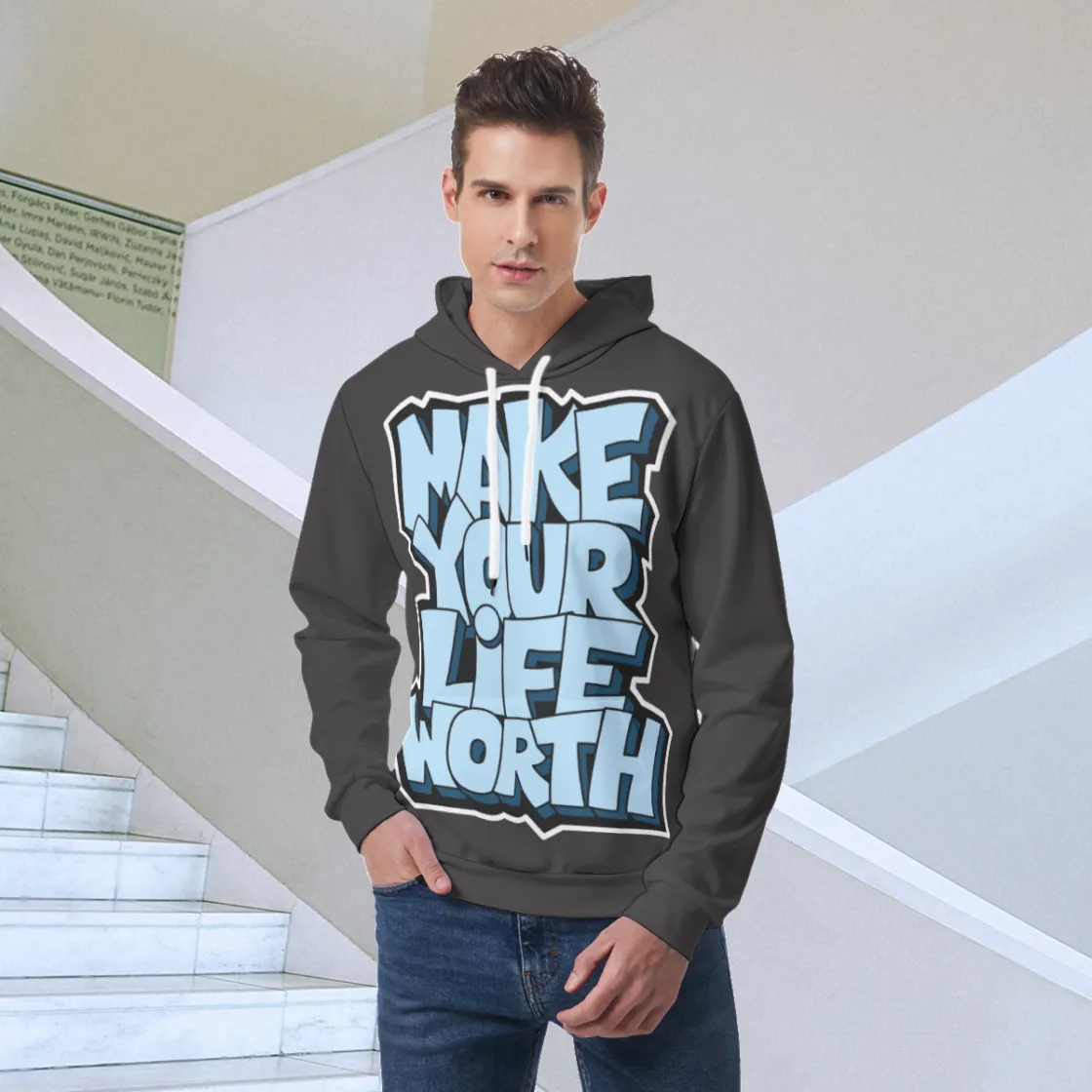 All-Over Print Men's Hoodie With Double-side Print Hood