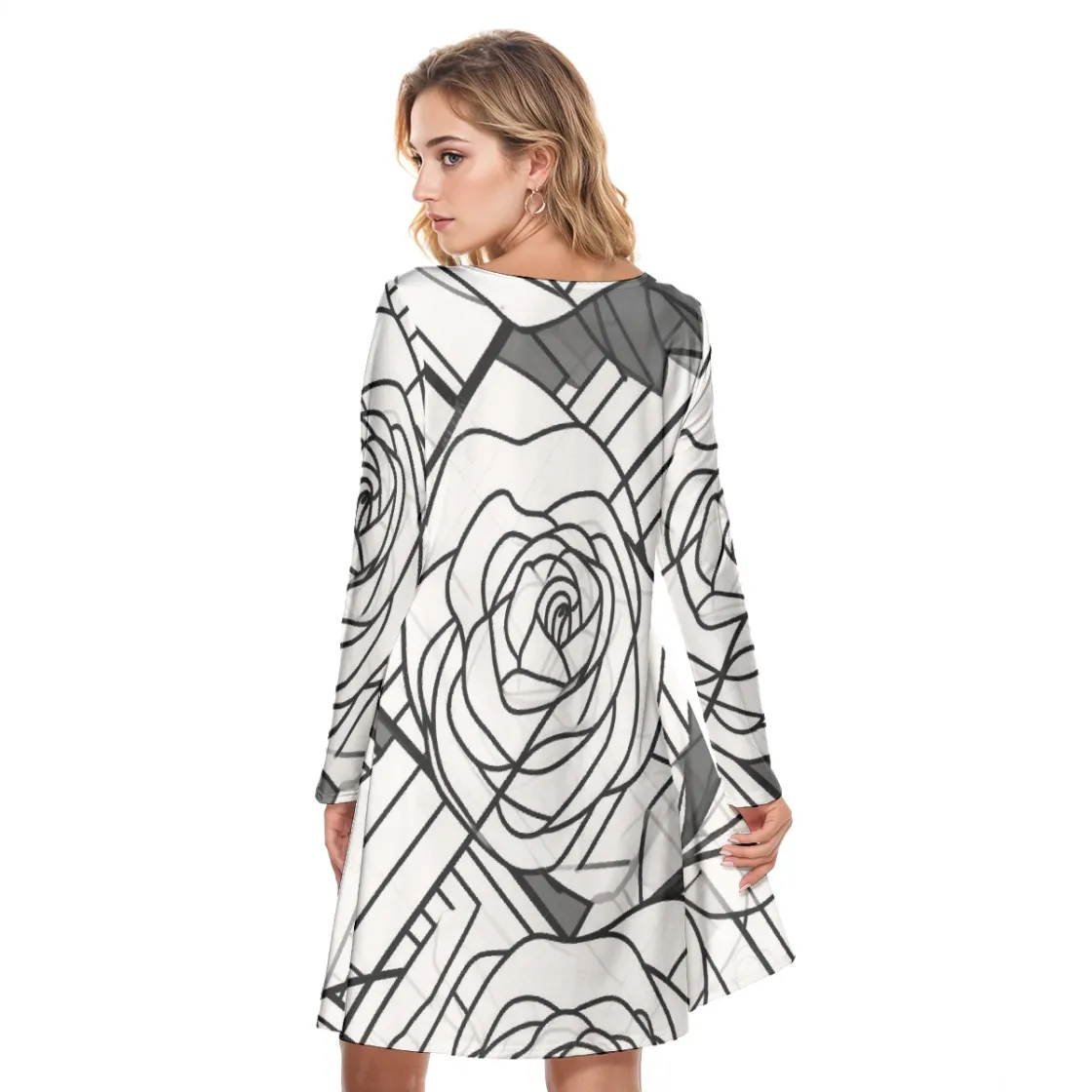 All-Over Print Women's Round Neck Dress|190GSM Cotton