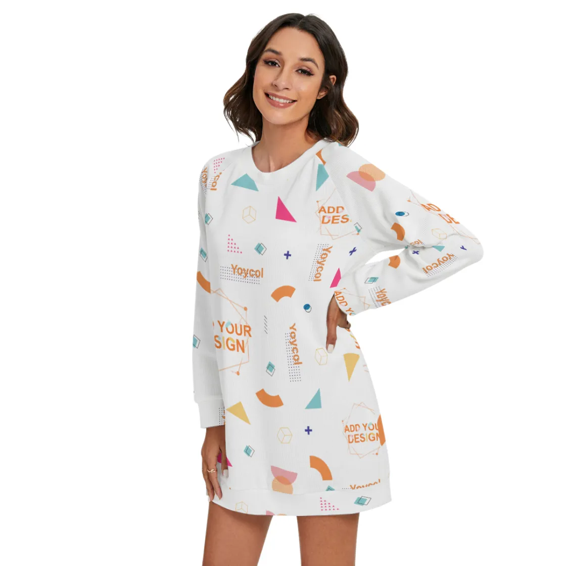 All-Over Print Women's Round Neck Raglan Sleeve Sweater