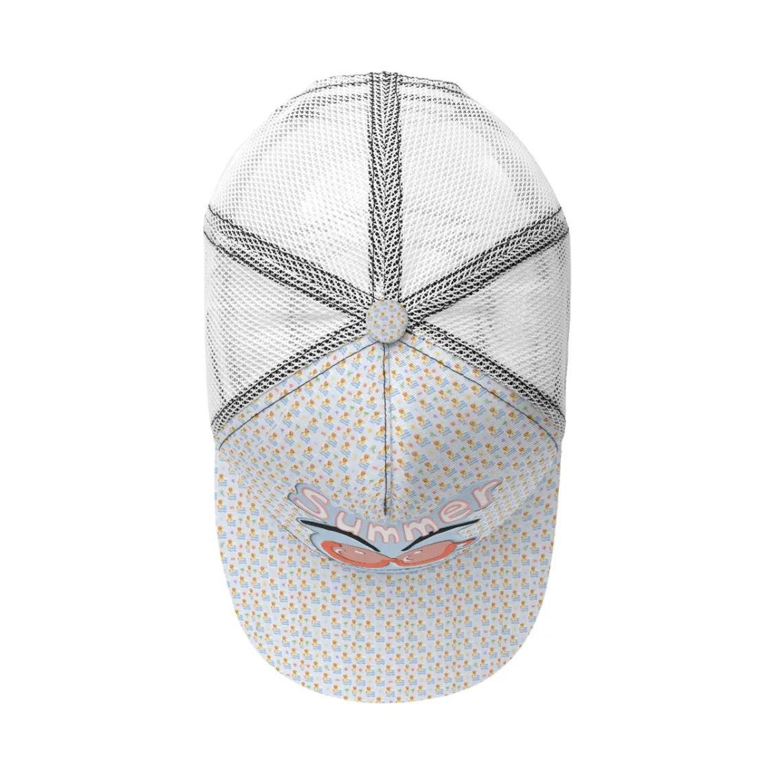 All-Over Print Black Buckle Peaked Mesh Cap With Box