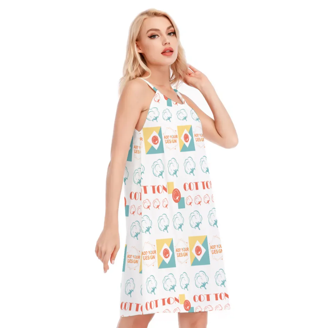 All-Over Print Women's O-neck Cami Dress | 190GSM Cotton