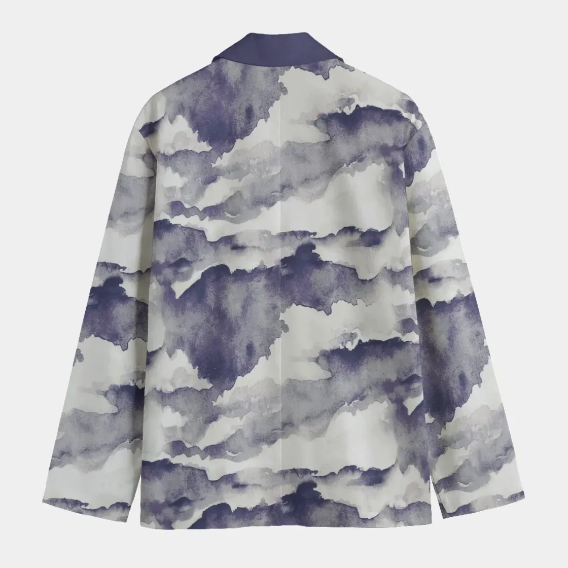 All-Over Print Men's Casual Flat Lapel Collar Blazer