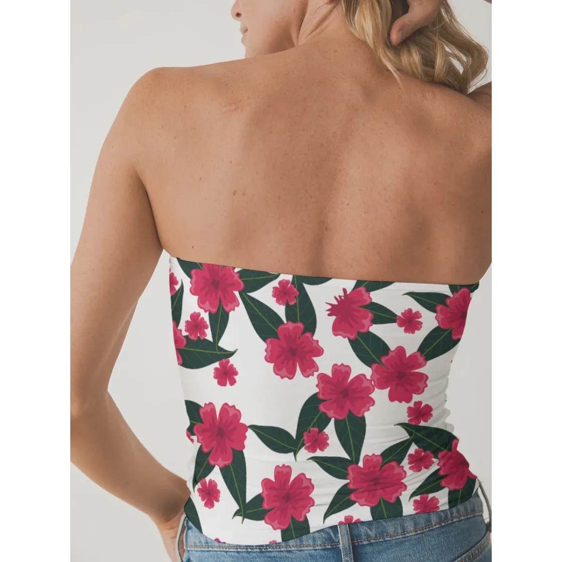 All-Over Print Women's Double-Layer Strapless Top
