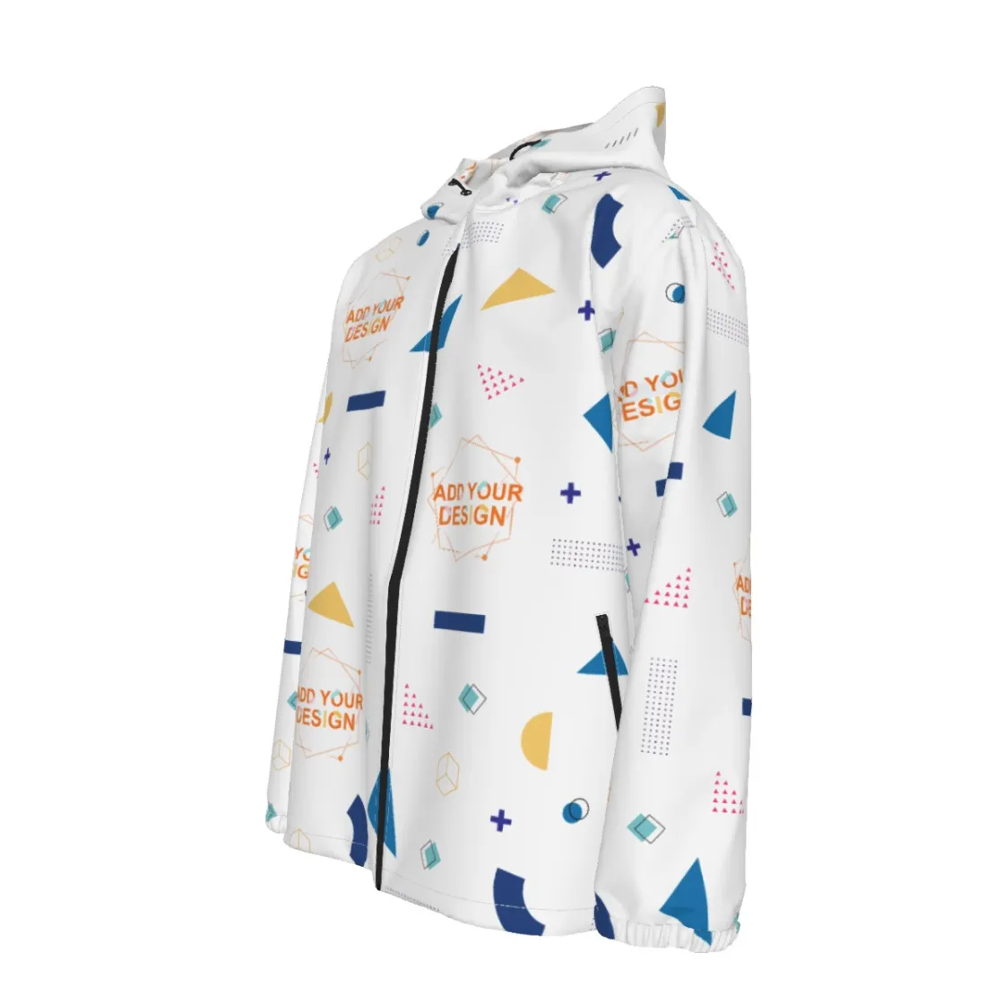 All-Over Print Men's Hooded Zipper Windproof Jacket