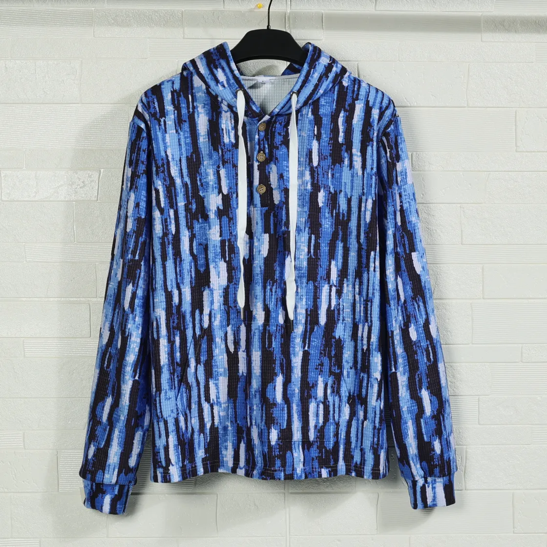 All-Over Print Men's Half  Button Hoodie