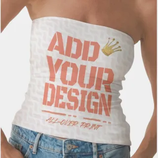 All-Over Print Women's Double-Layer Strapless Top