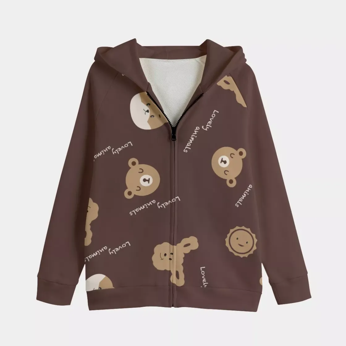 All-Over Print Kid's Zip Up Raglan Sleeve Hoodie | 310GSM Cotton