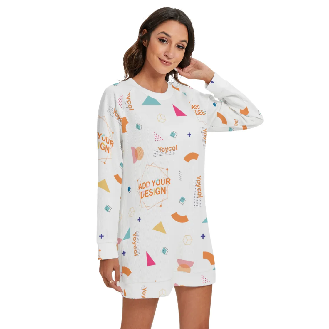 All-Over Print Women's Round Neck Raglan Sleeve Sweater