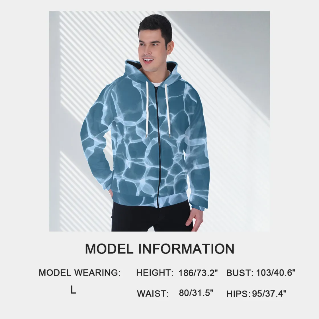All-Over Print Men's Heavy Fleece Raglan Zip Up Hoodie With Pocket