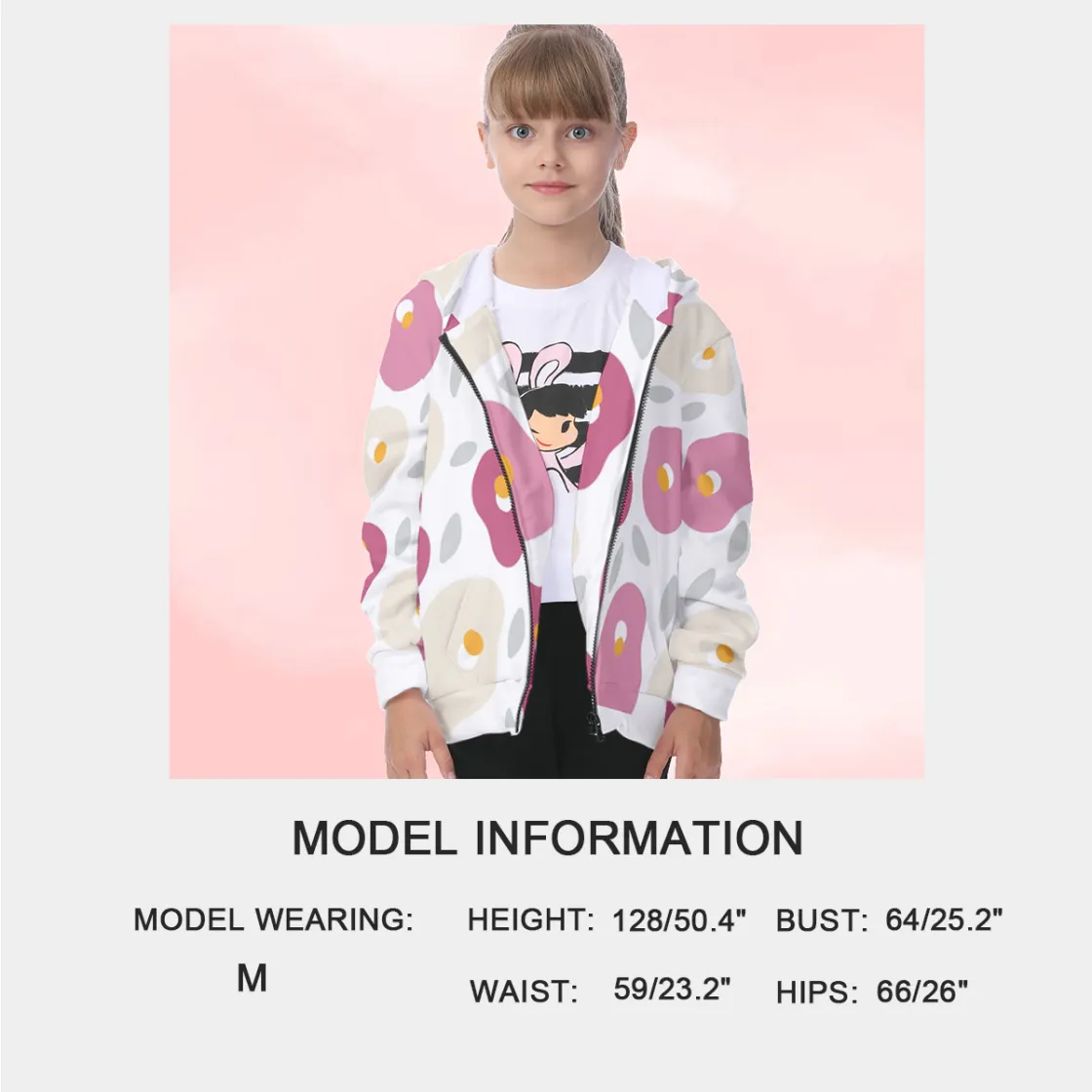 All-Over Print Kid's Heavy Fleece Zip Up Hoodie