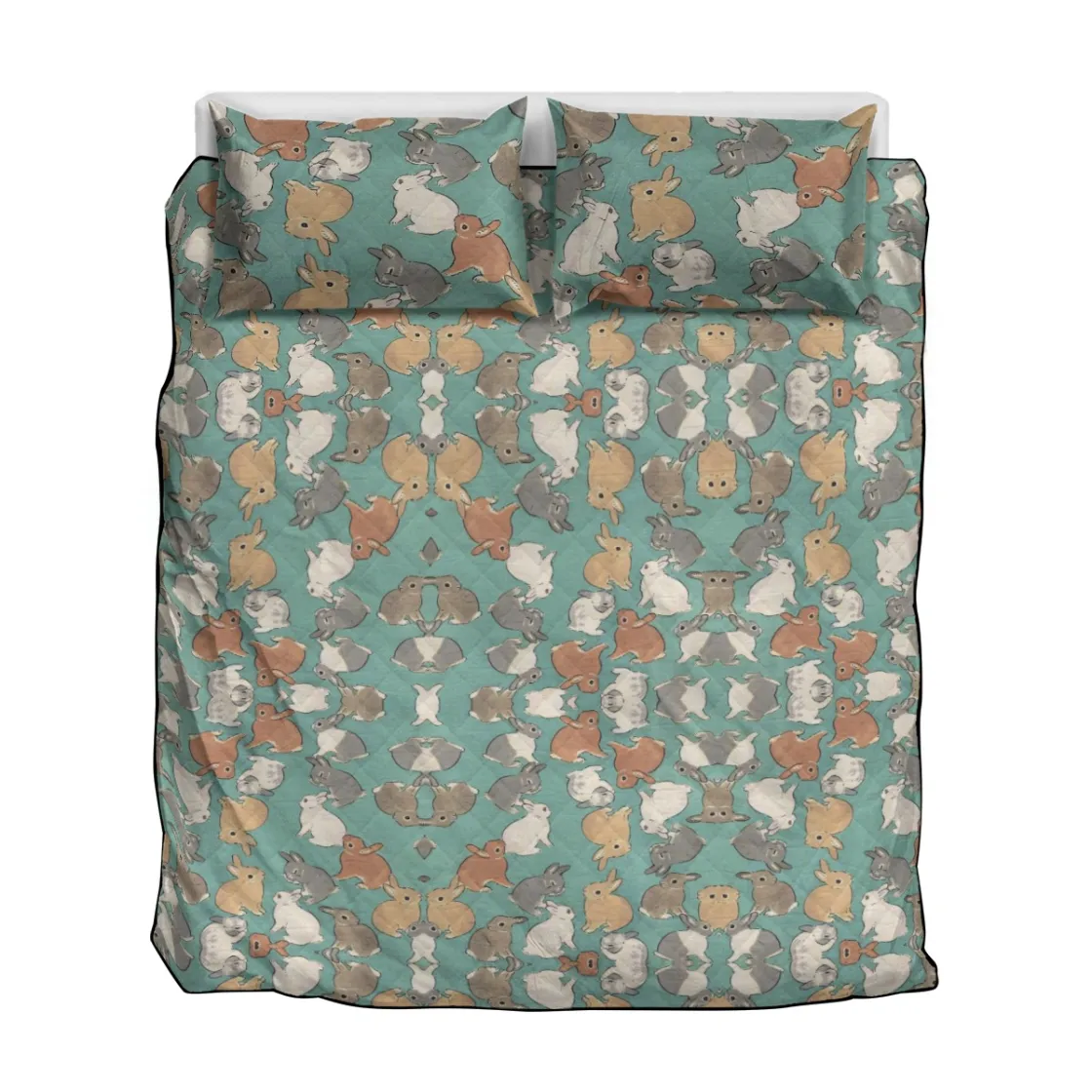 Quilt & Pillow Cases With  Edge-wrapping Strips