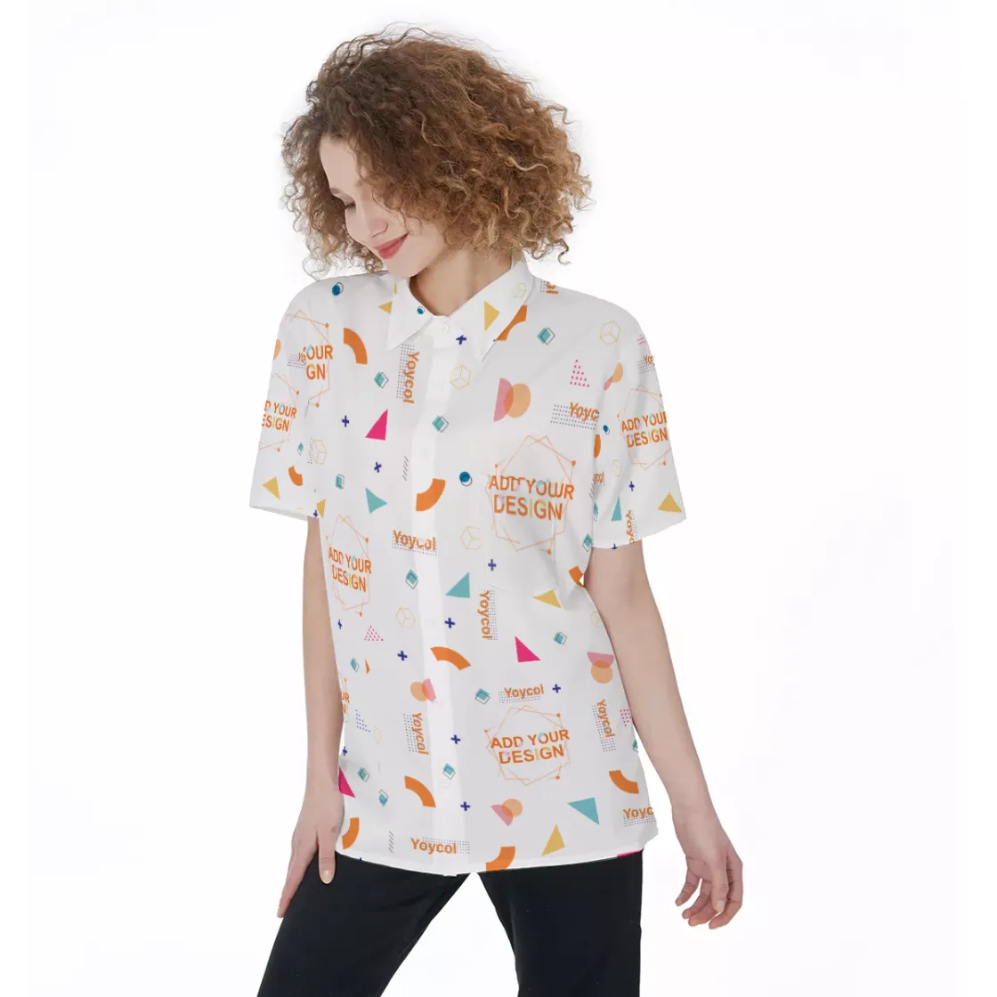 All-Over Print Women's Short Sleeve Shirt With Pocket