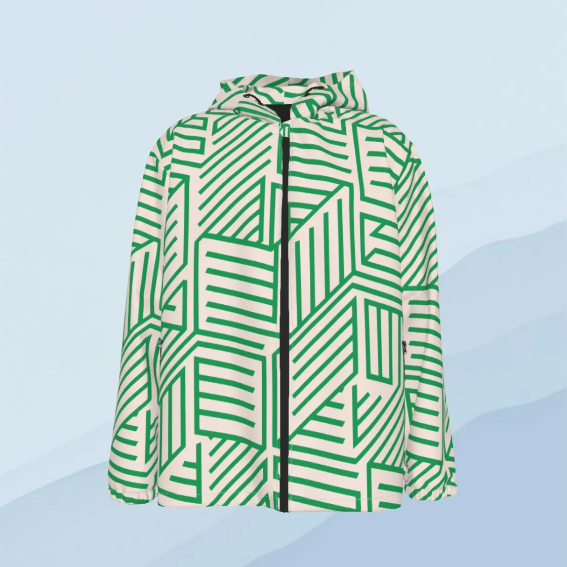 All-Over Print Men's Hooded Zipper Windproof Jacket