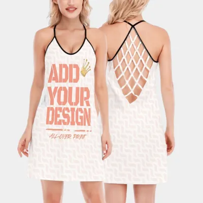 All-Over Print Women's Long Style Criss-Cross Open Back Tank Top