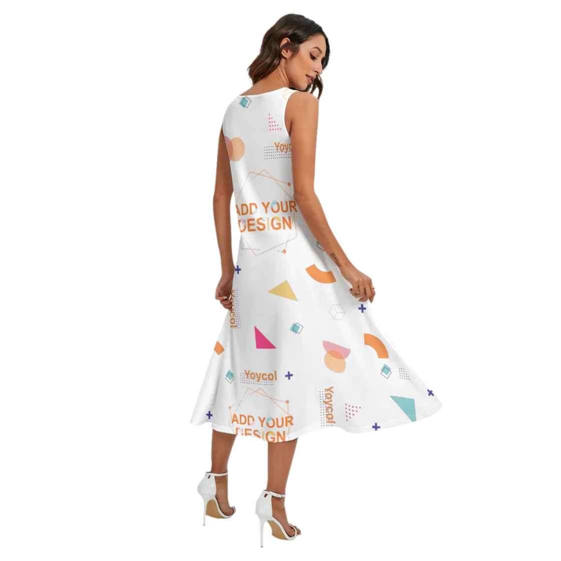 All-Over Print Women's Sleeveless Dress With Diagonal Pocket