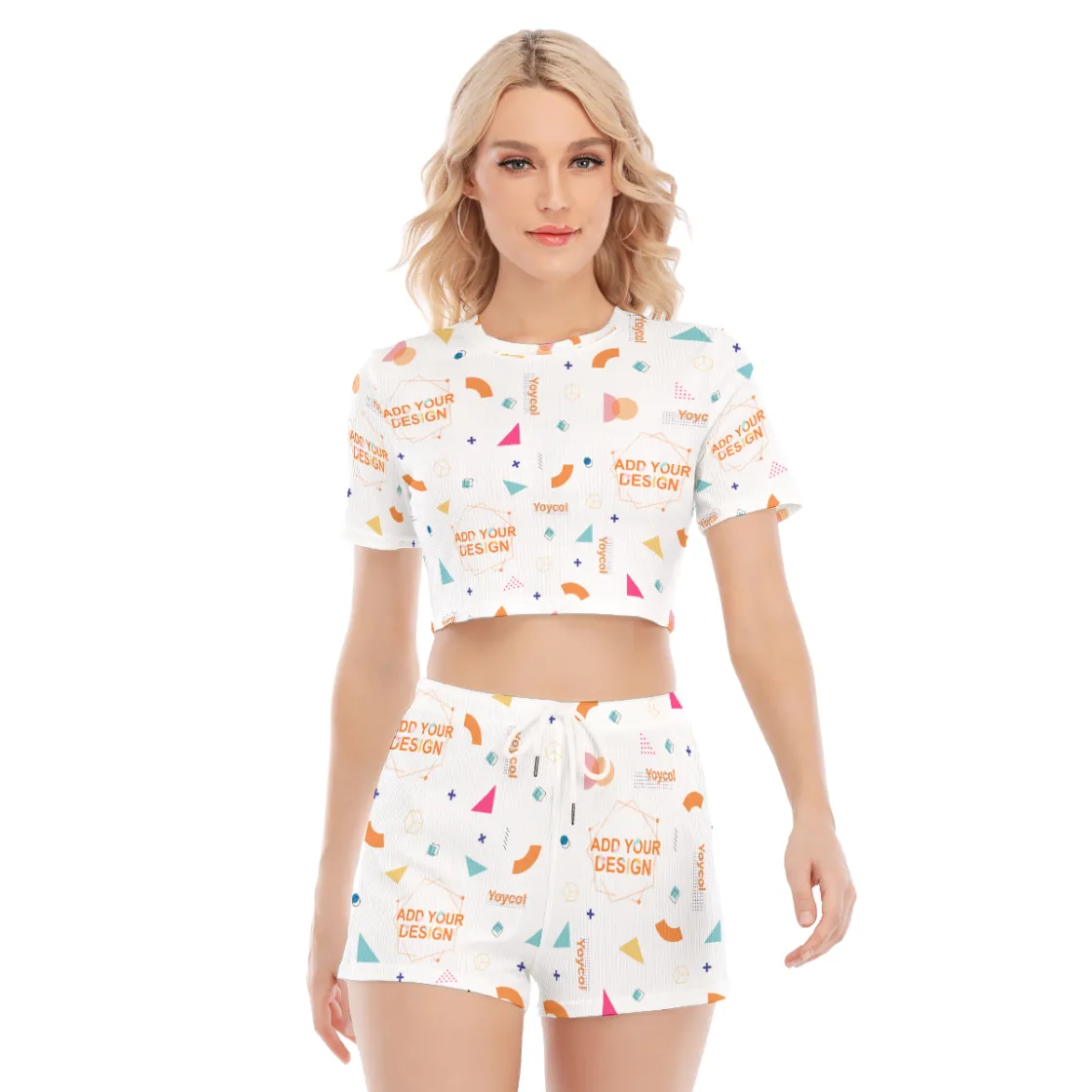 All-Over Print Women's O-neck T-shirt Shorts Suit