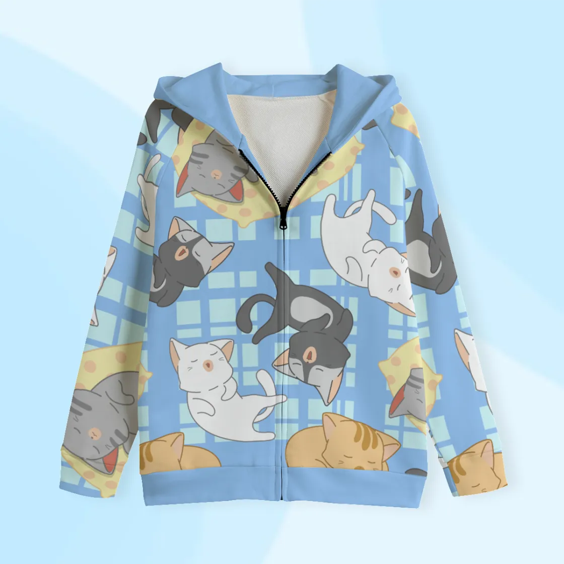 All-Over Print Kid's Zip Up Raglan Sleeve Hoodie | 310GSM Cotton
