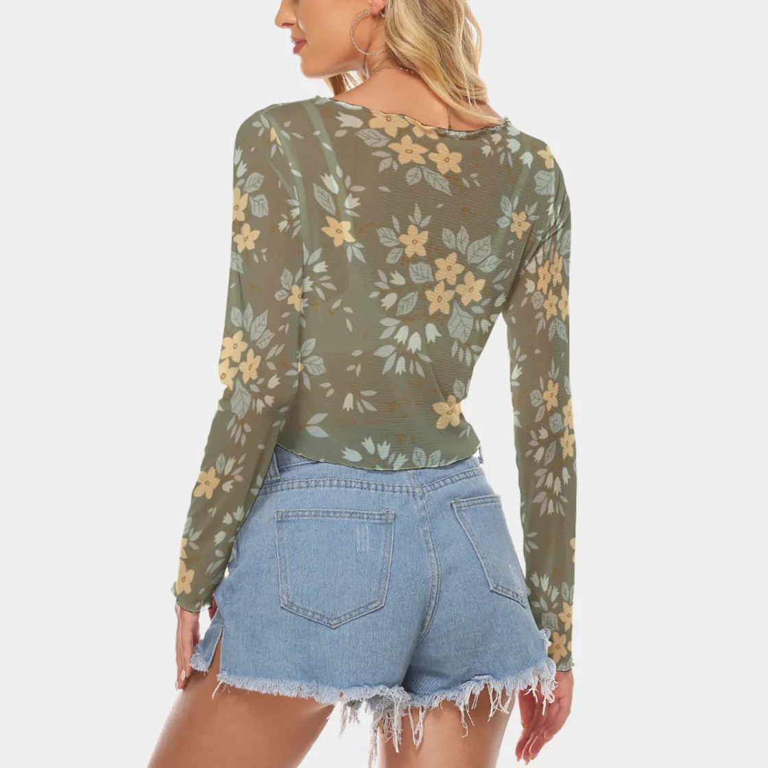 All-Over Print Women's Mesh Long Sleeves T-shirt