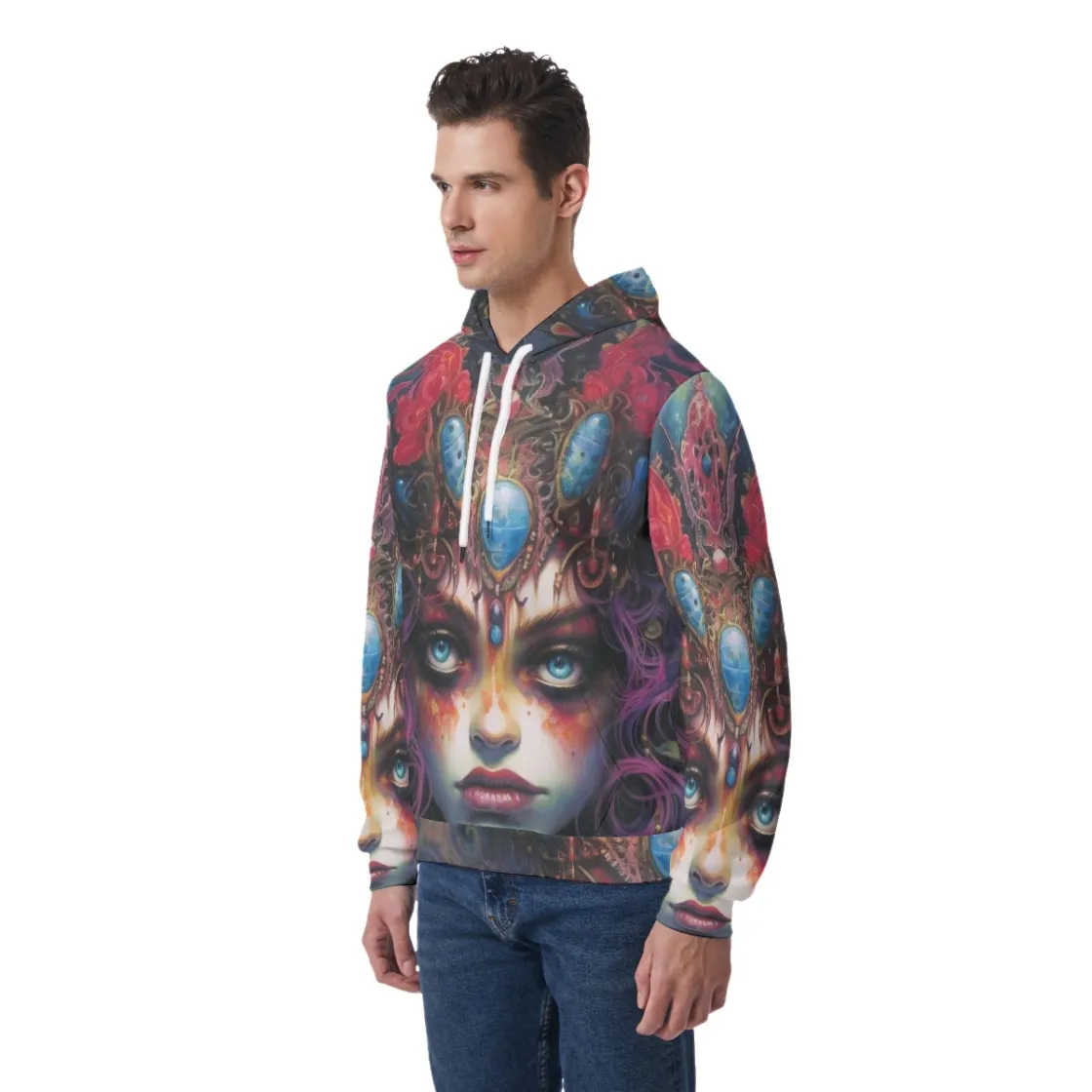 All-Over Print Men's Thicken Pullover Hoodie With Inner Hood