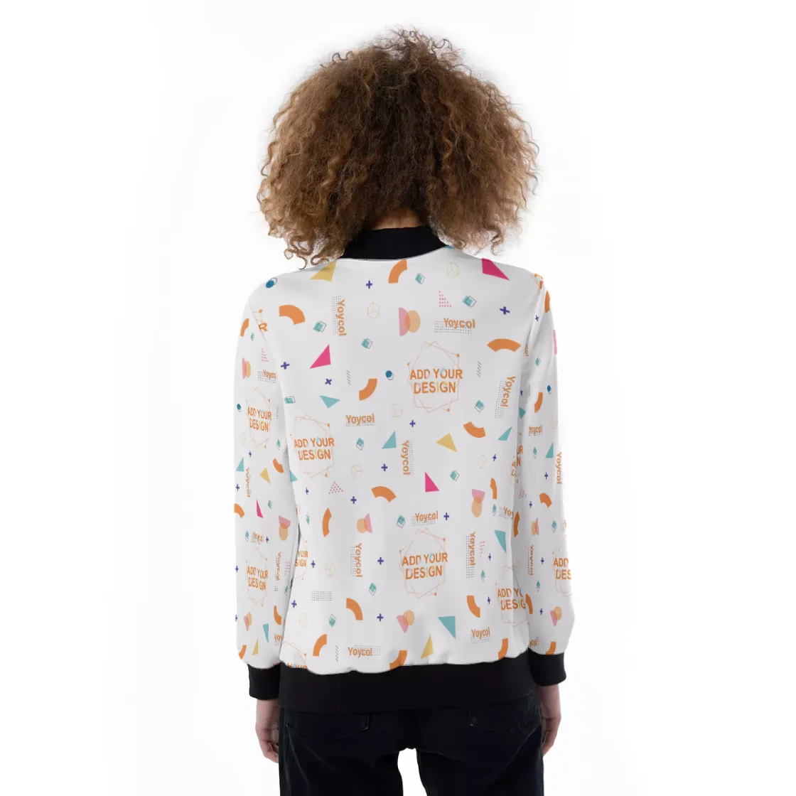 All-Over Print Women's Ribbed Stand-up Collar Jacket