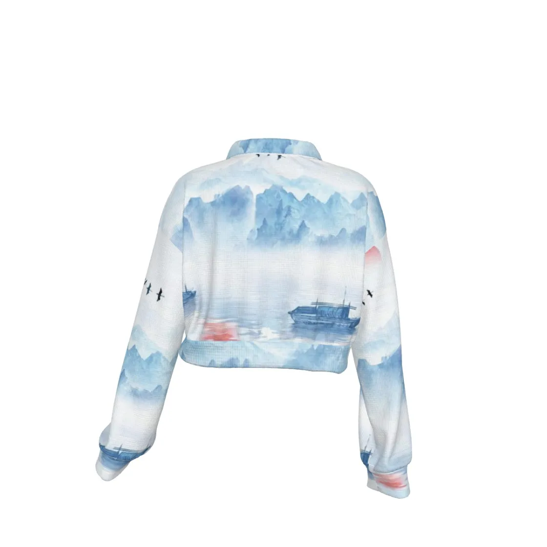 All-Over Print Women's Hoodie with Half Zipper
