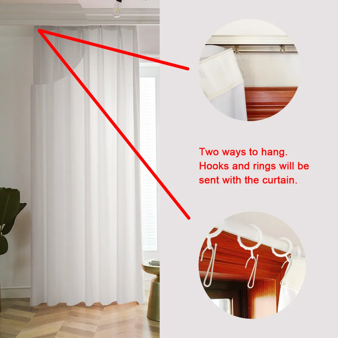 Curtains with Hooks (Large Size)