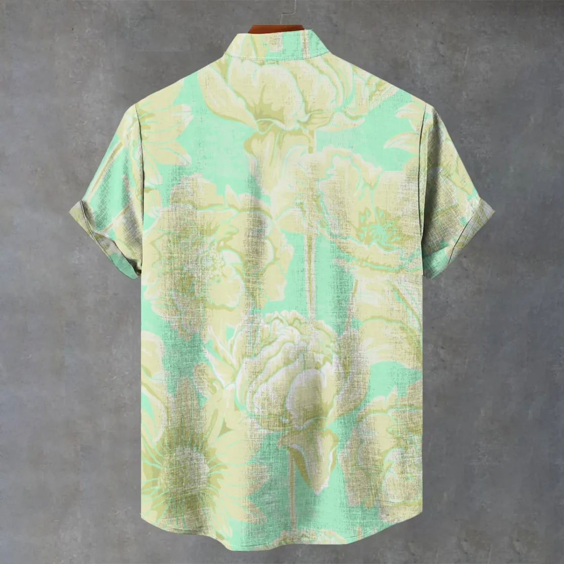 All-Over Print Men's Stand Collar Shirt|110GSM Imitation Flax