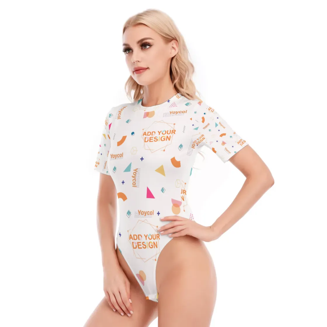 All-Over Print Women's O-neck Short Sleeve Bodysuit