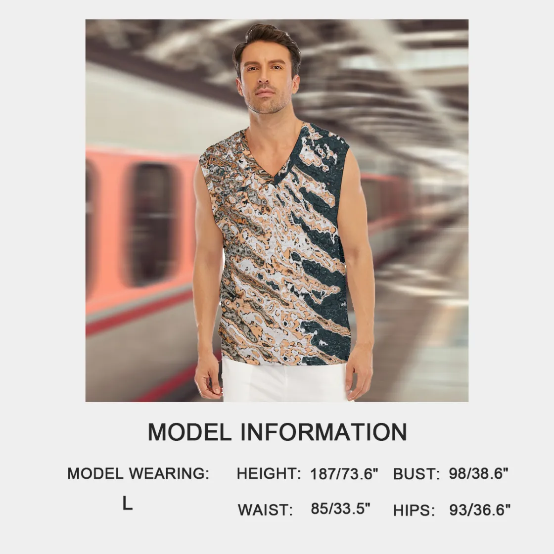 All-Over Print Men's Sleeveless Vest And Shorts Set