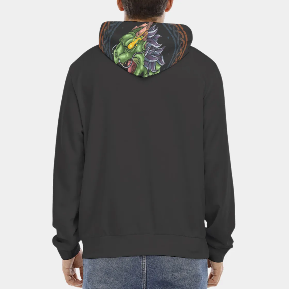 All-Over Print Men's Hoodie With Placket Double Zipper