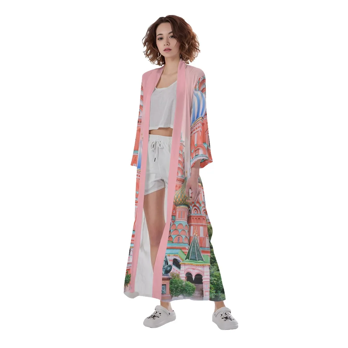 All-Over Print Women's Long Satin Kimono Robe