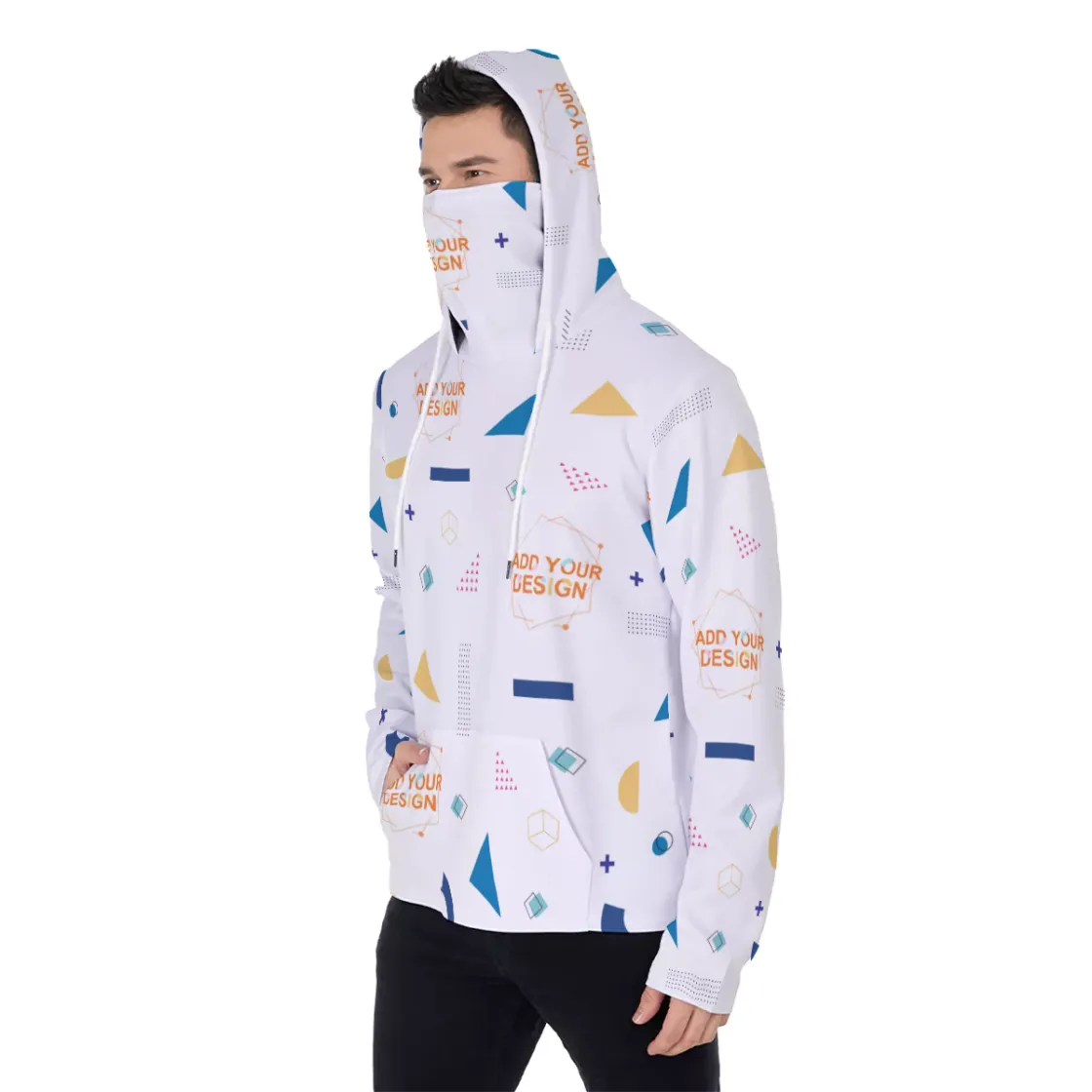 All-Over Print Men's Heavy Fleece Hoodie With Mask