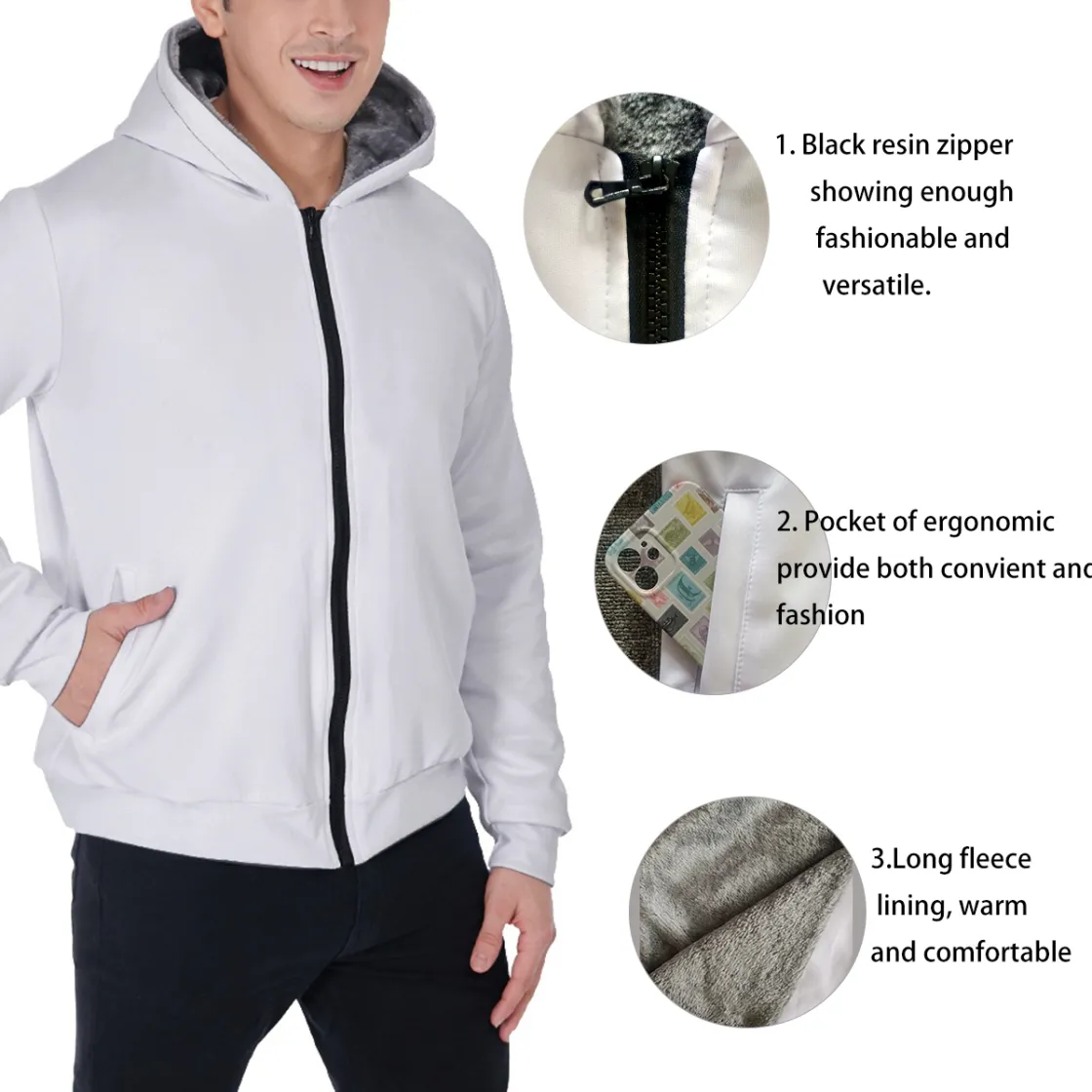 All-Over Print Men's Sherpa Fleece Zip Up Hoodie