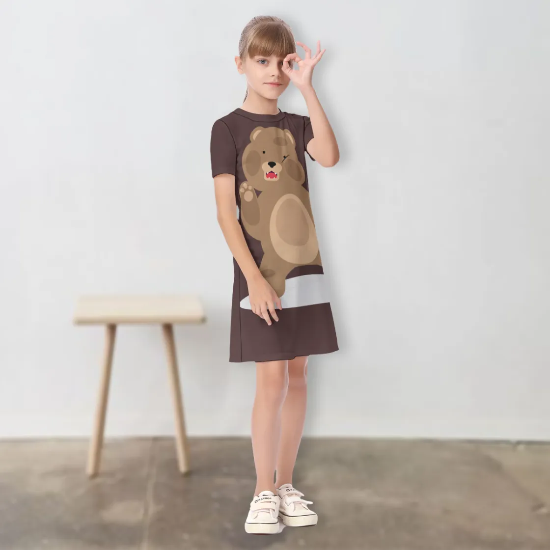All-Over Print Kid's Short Sleeve Dress