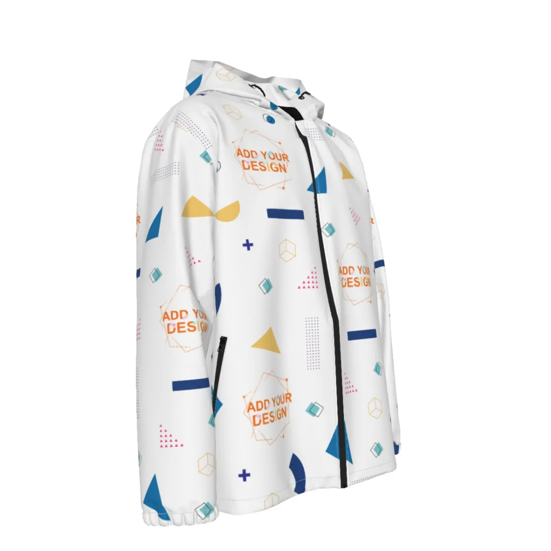 All-Over Print Men's Hooded Zipper Windproof Jacket